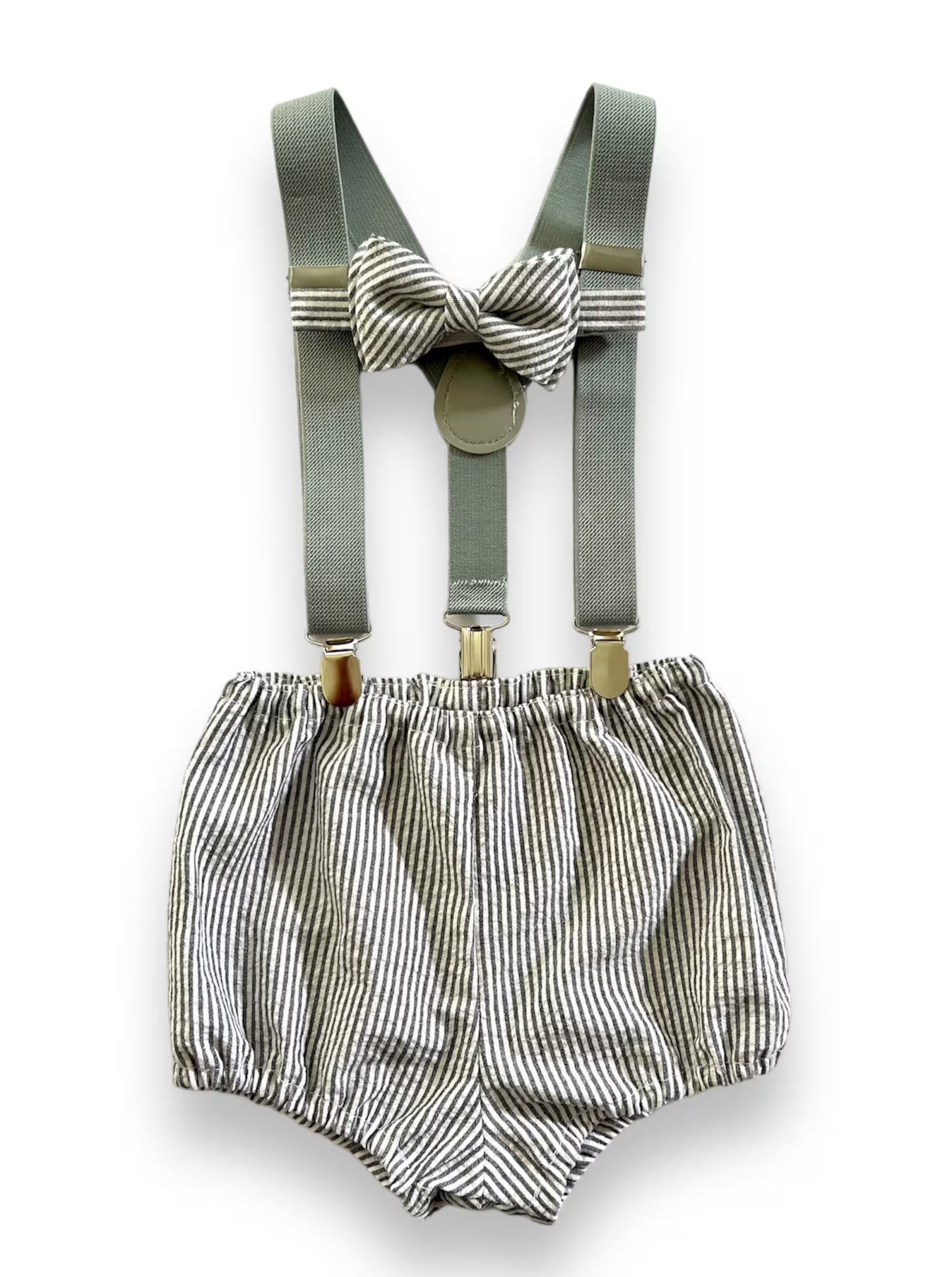 Baby Boy First Birthday Outfit /Cake Smash Outfit / Bloomers Suspenders Bow Tie Outfit