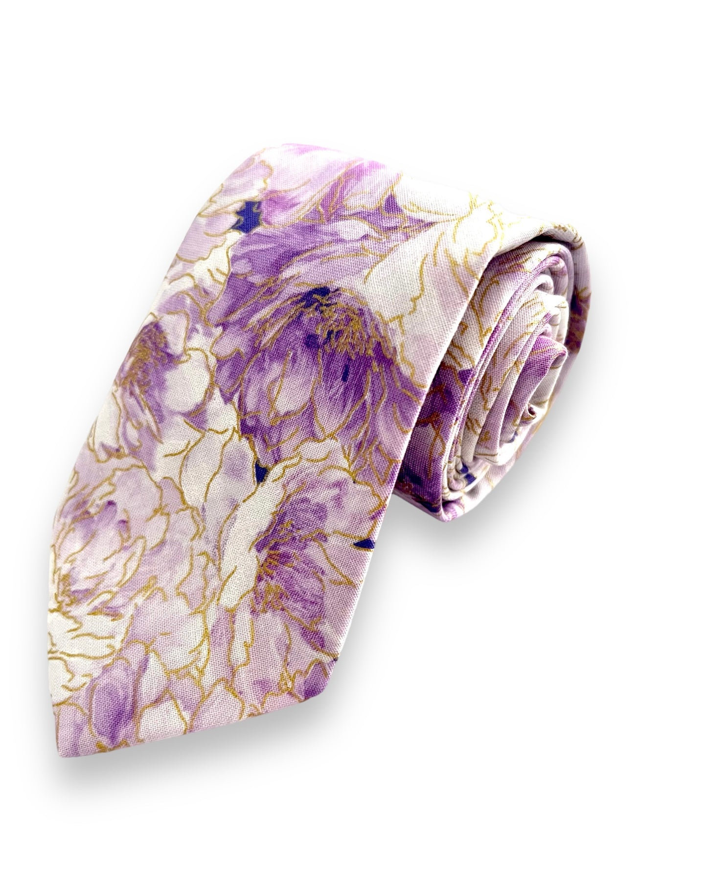 Lilac Gold Floral neck tie