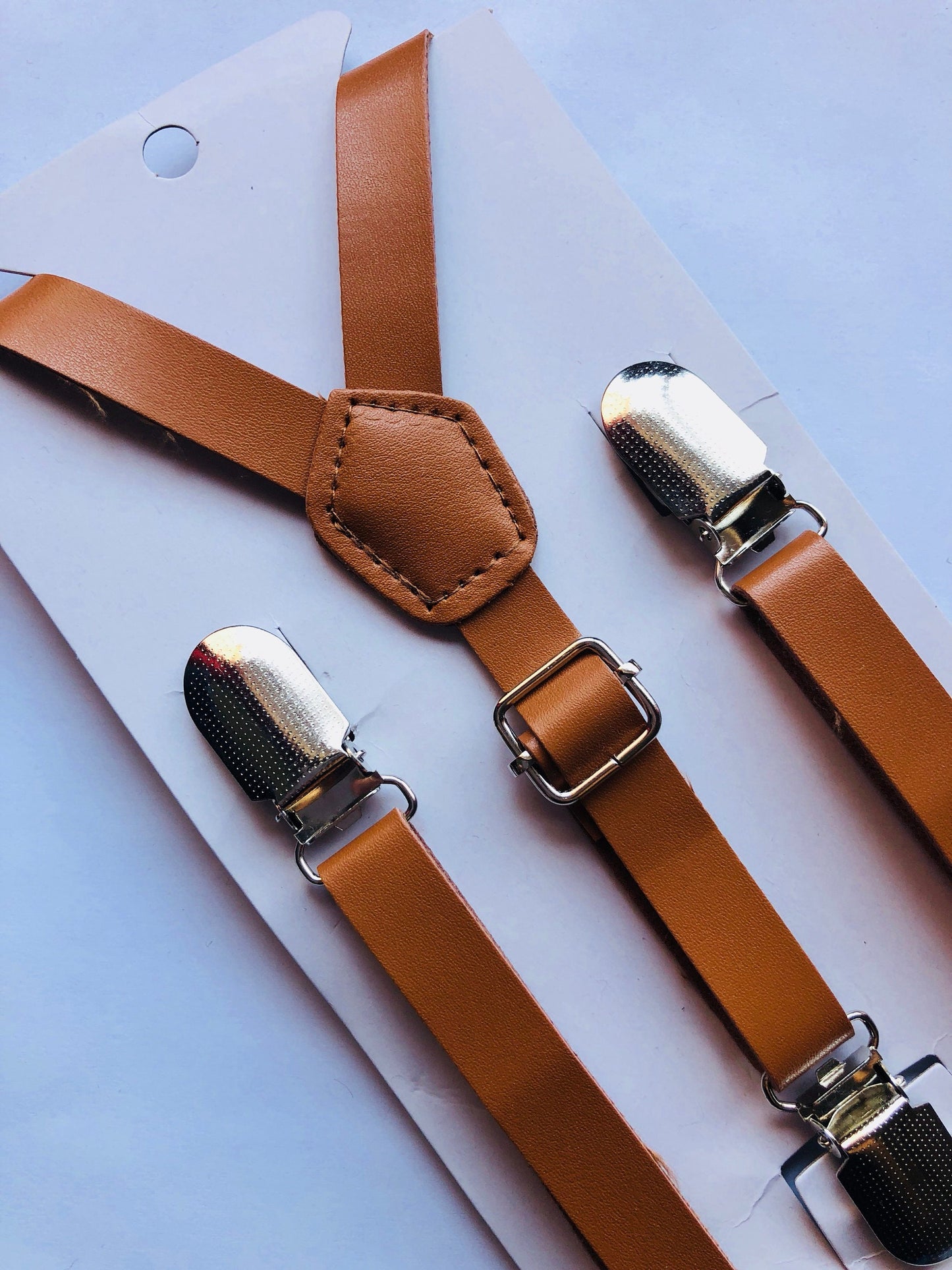 Brown Skinny Leather Suspenders.