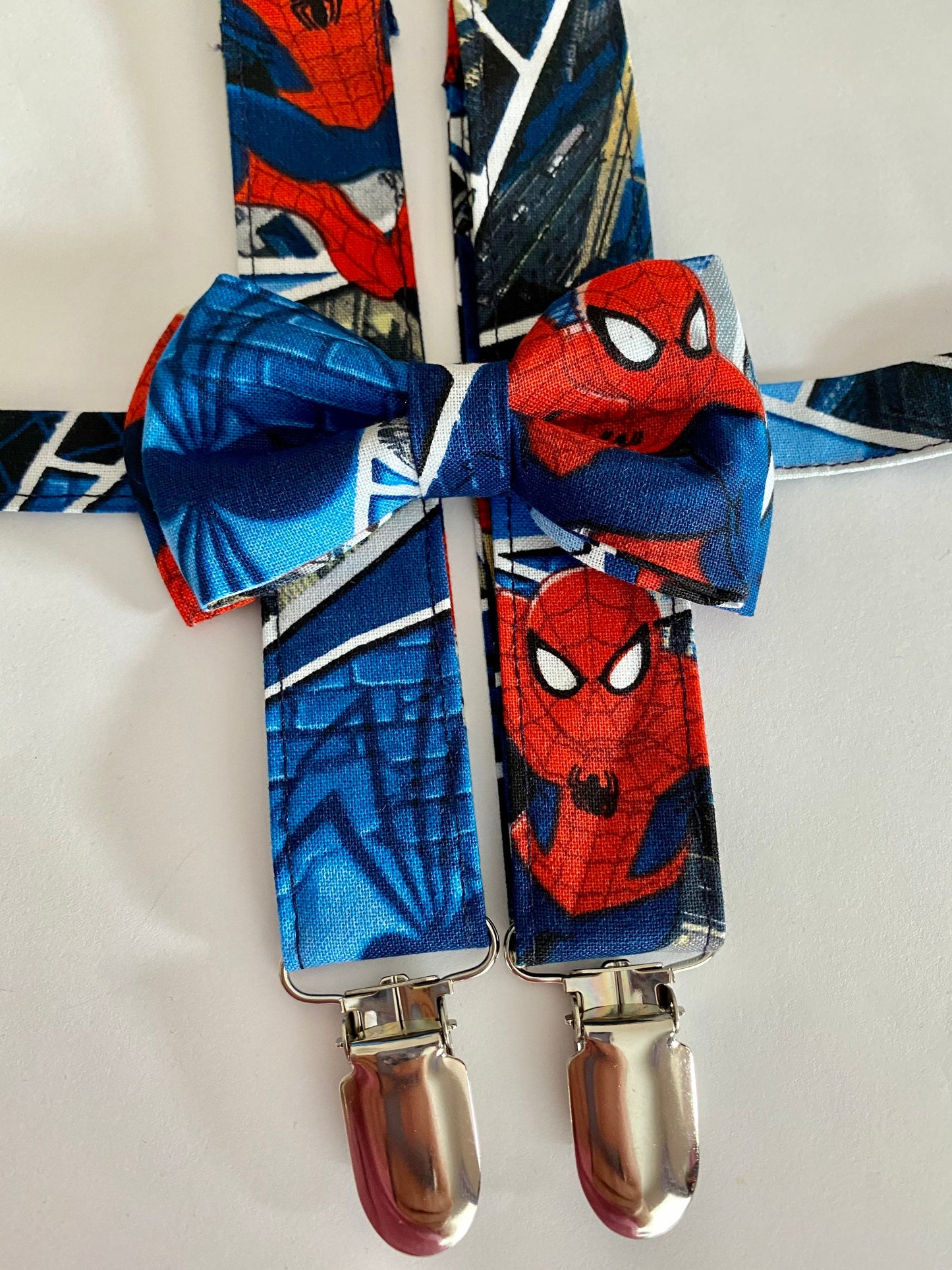 Spider Man Suspenders/ Bow Tie Set! Kids Spider Bow Tie. Superhero suspenders set.