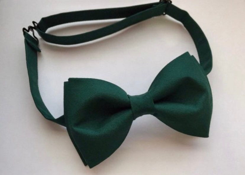 Brown 1 inch wide PU Leather Suspenders and Dark Green Juniper Bow Tie Set.