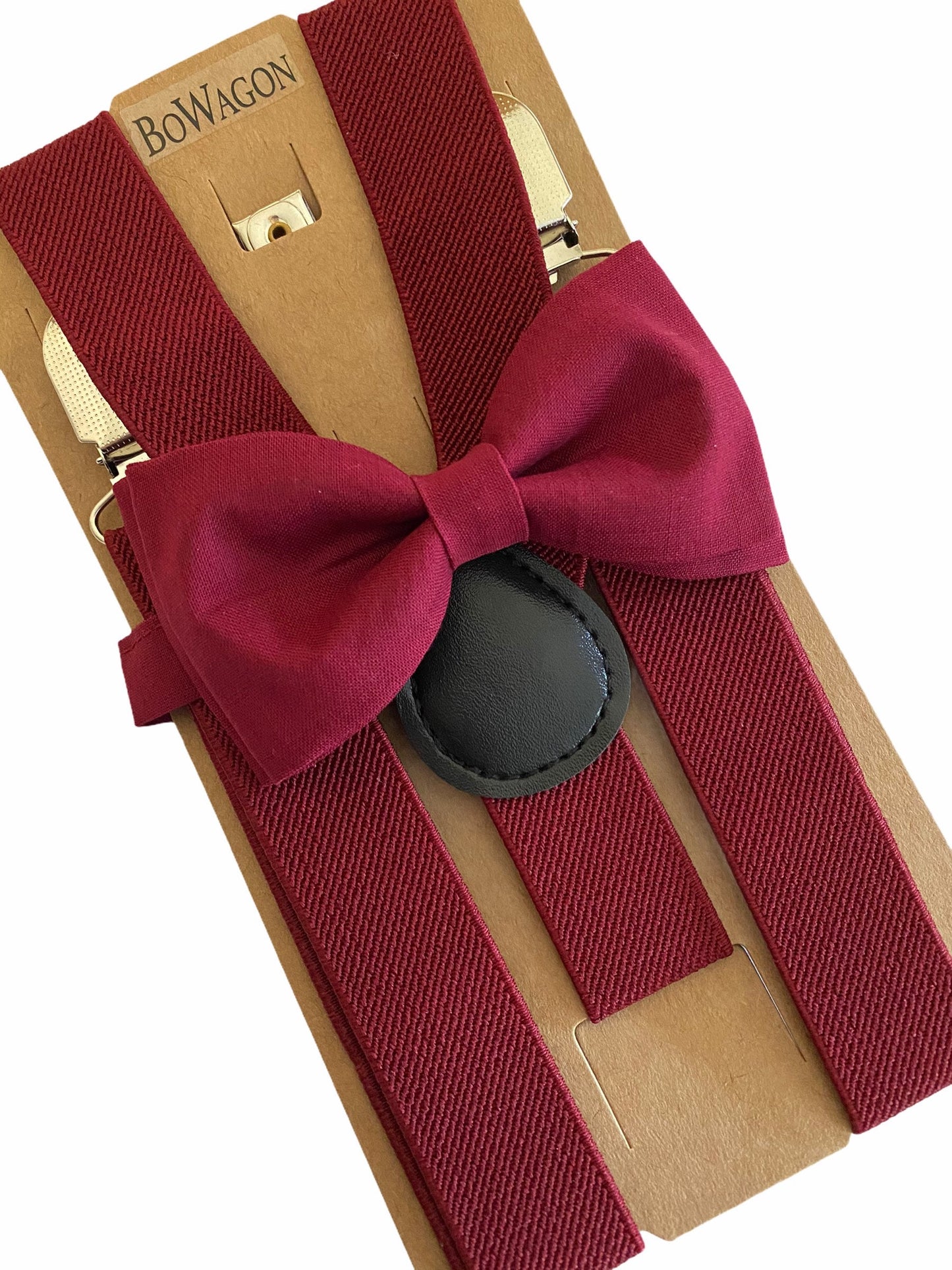 Burgundy Maroon Bowtie and Burgundy Suspenders Set. Burgundy Bow Tie.