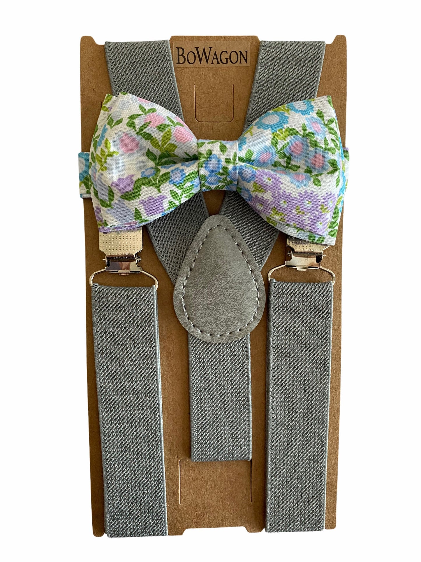 Easter Floral Light Purple Bow Tie and Suspenders.