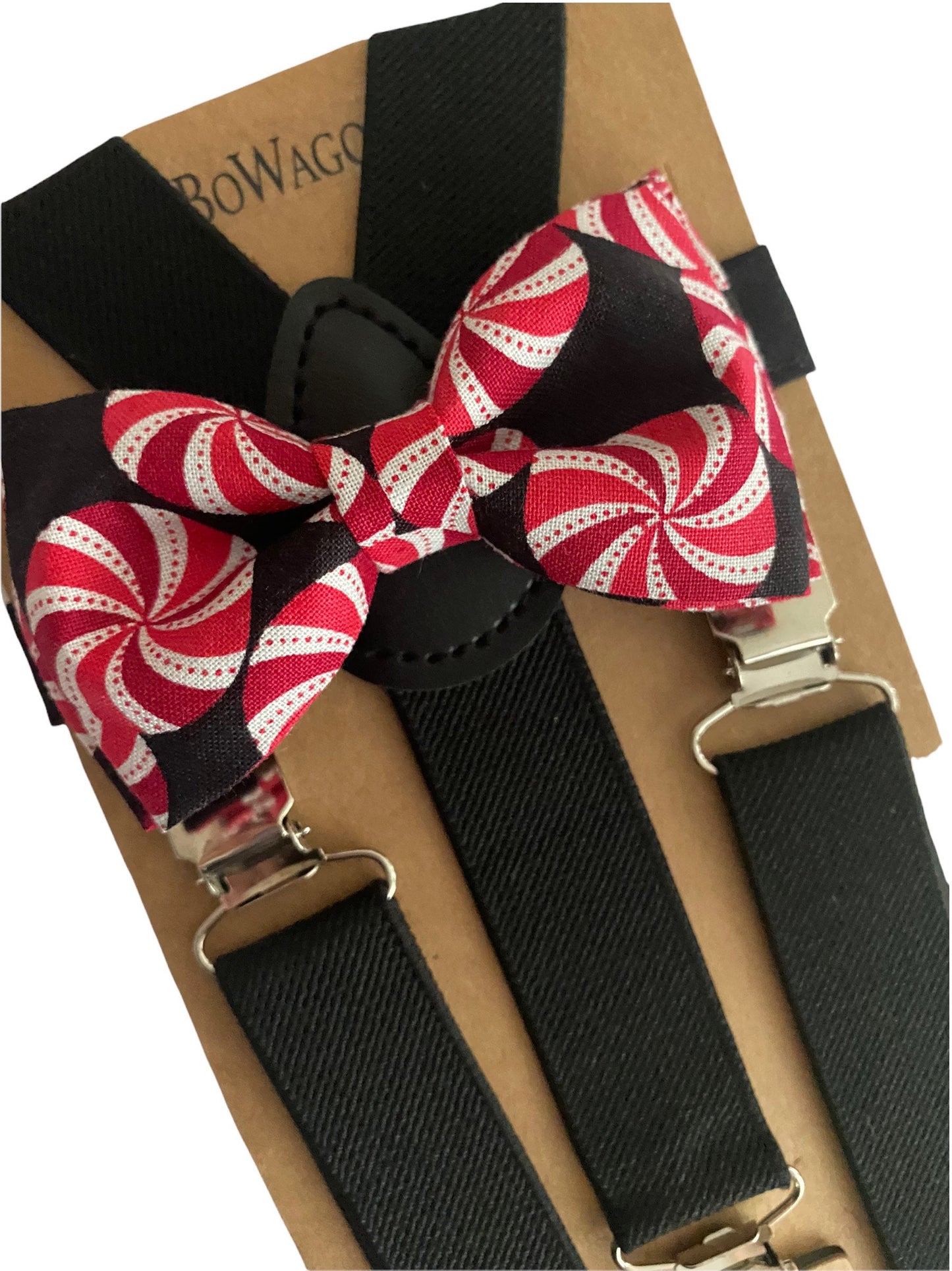 Christmas Bow Tie Red and Black Cotton Bowtie