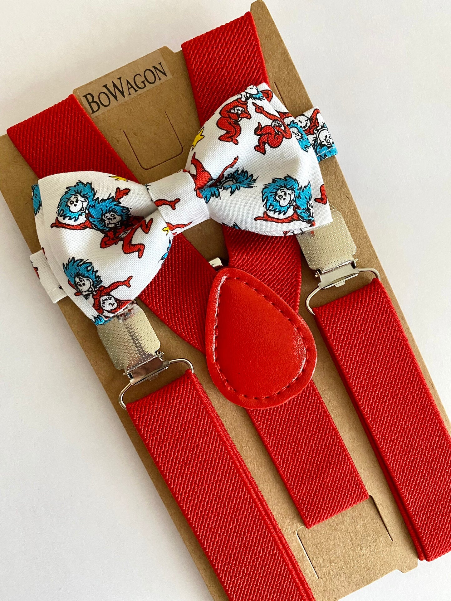 Cat Suspenders. Thing Suspenders. One Bow tie. Two Bow tie.