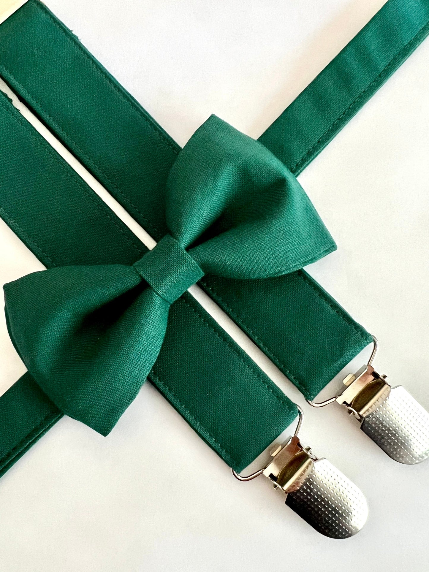Dark Emerald Green Suspenders and Bow Tie Set