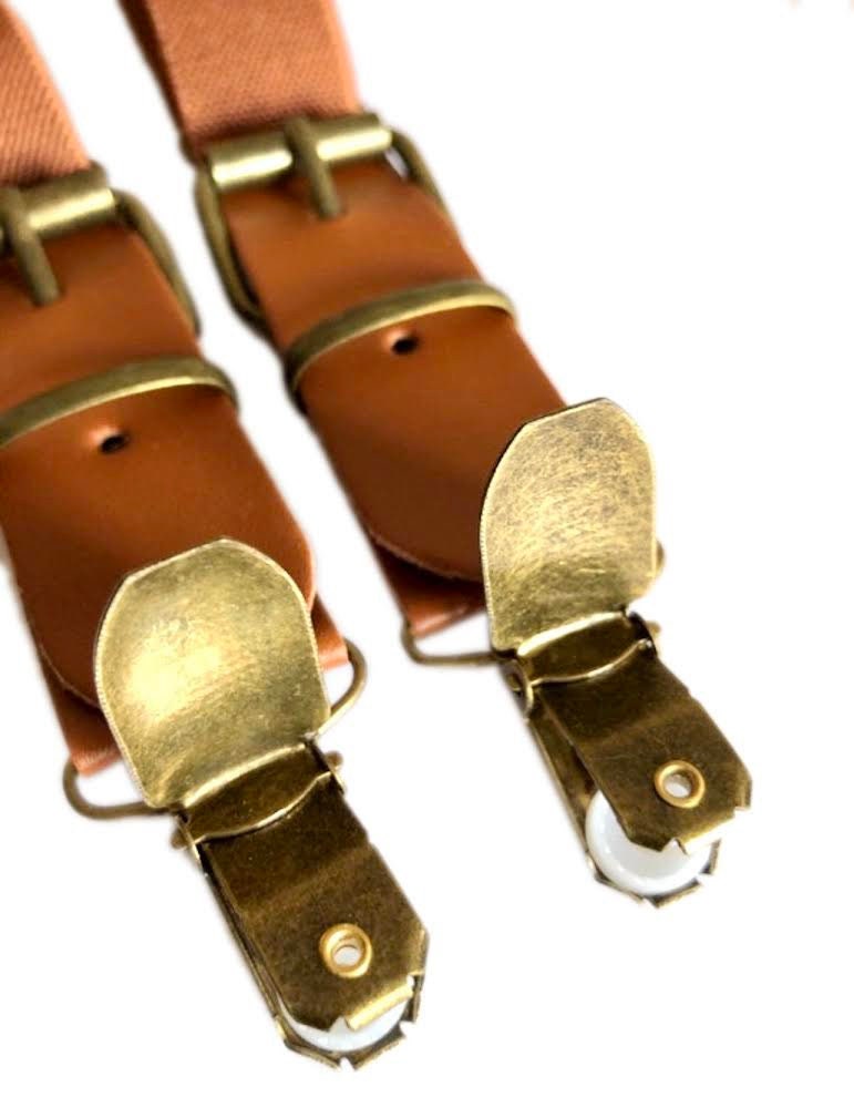 Dark Green Juniper Bow tie and Brown Cognac Buckle Suspenders.