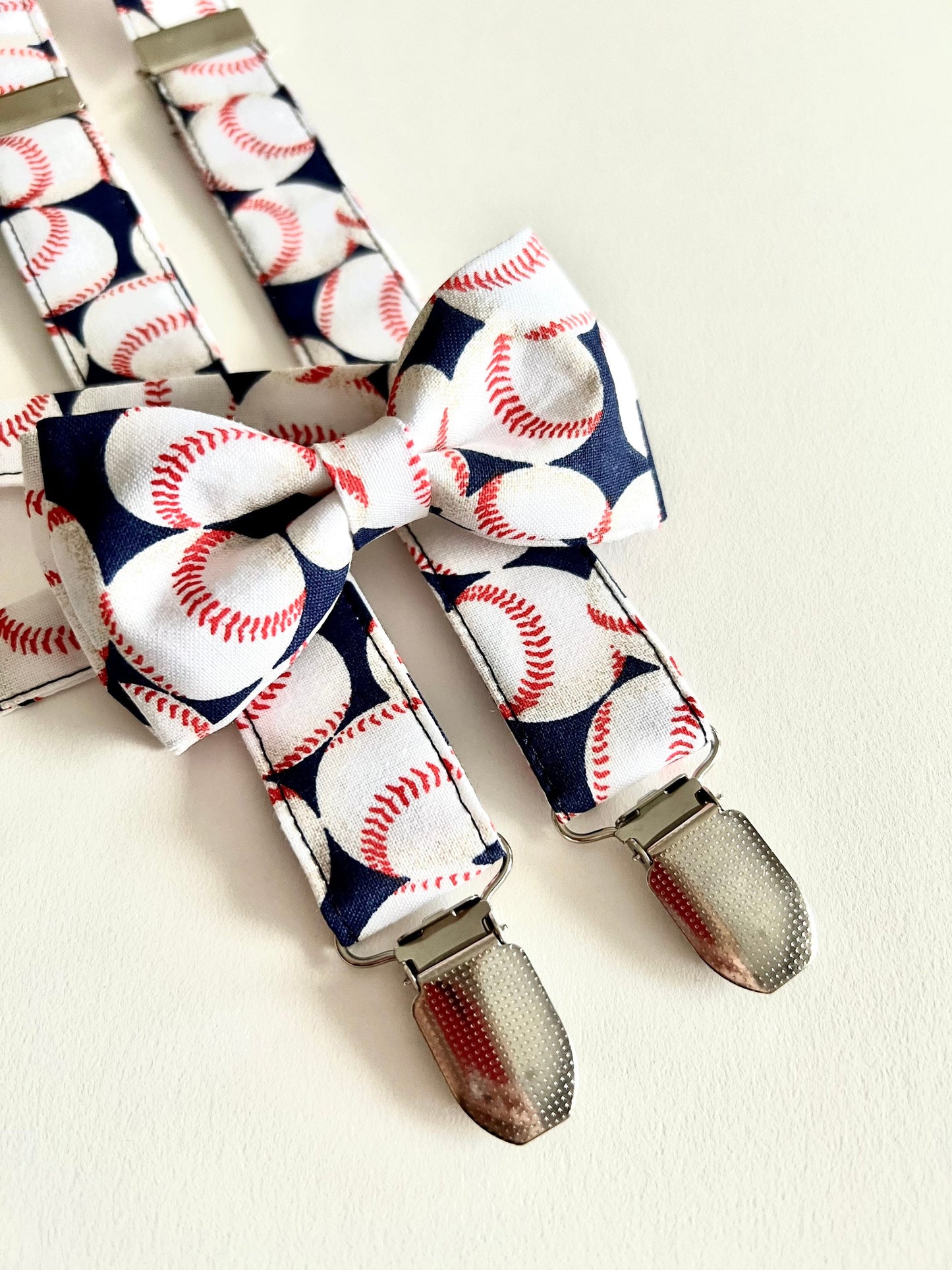 Baseball Suspenders and Bow tie Set.