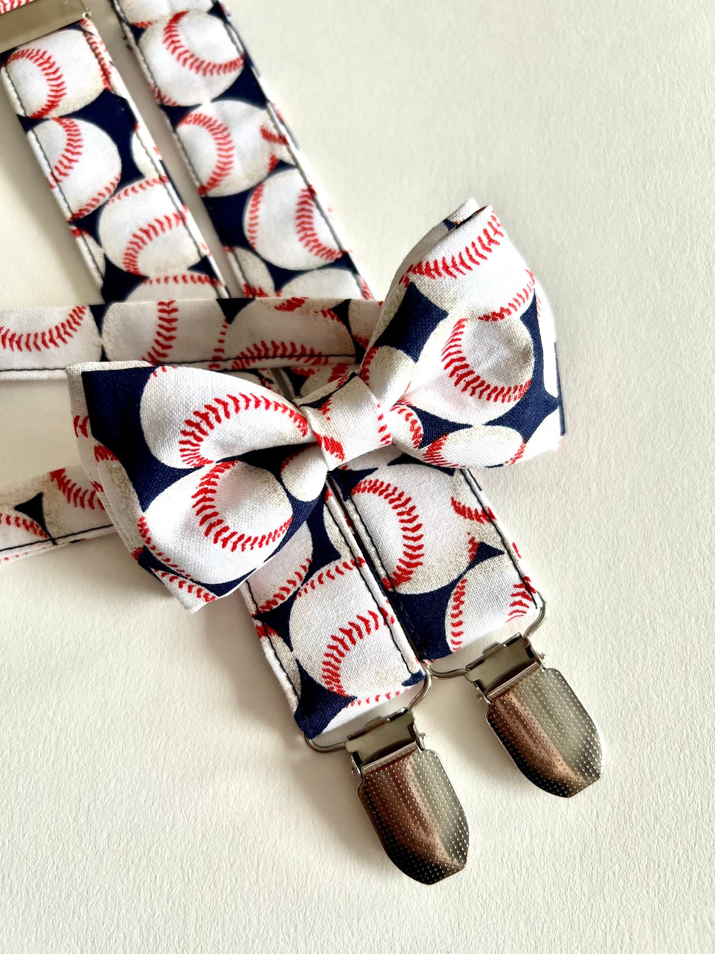 Baseball Suspenders and Bow tie Set.
