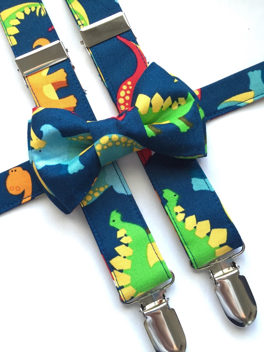 (Copy) Dinosaurs Suspenders and Dinosaur bow tie.