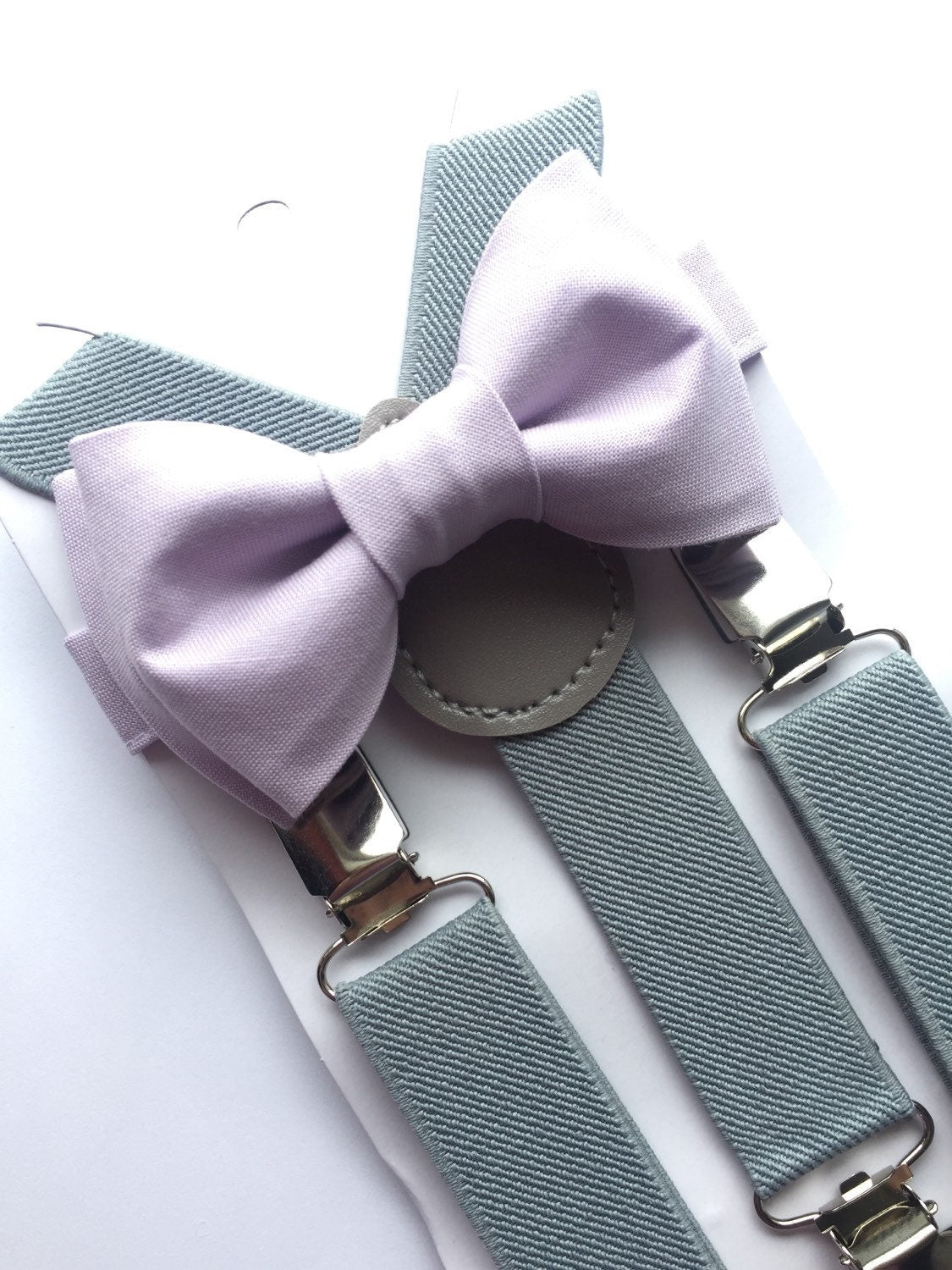 Boys Lilac Bow Tie and Suspenders Sets. Adults/Kids