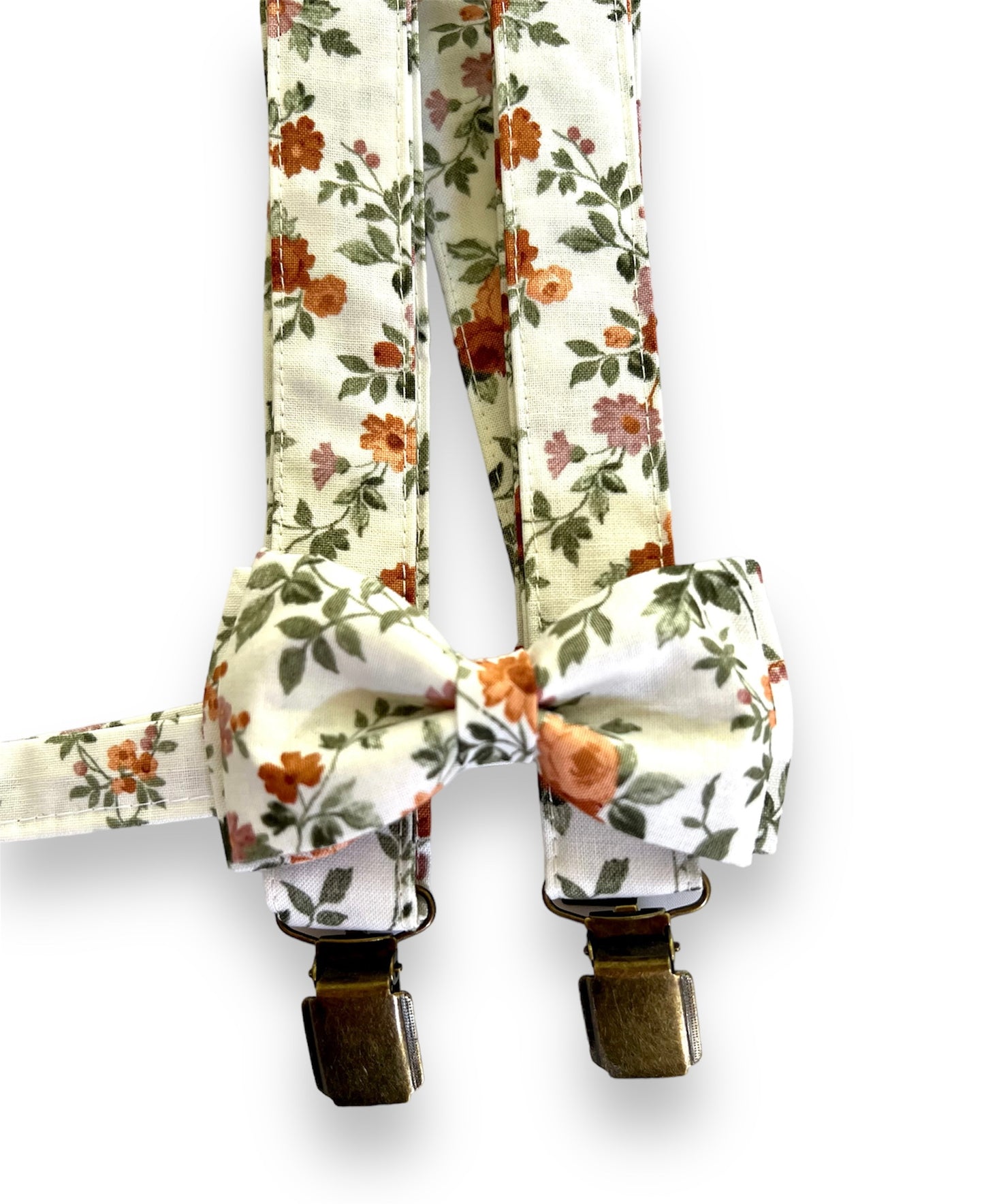 Floral Suspenders Bow Tie Traditional Tie. Kids and Adults