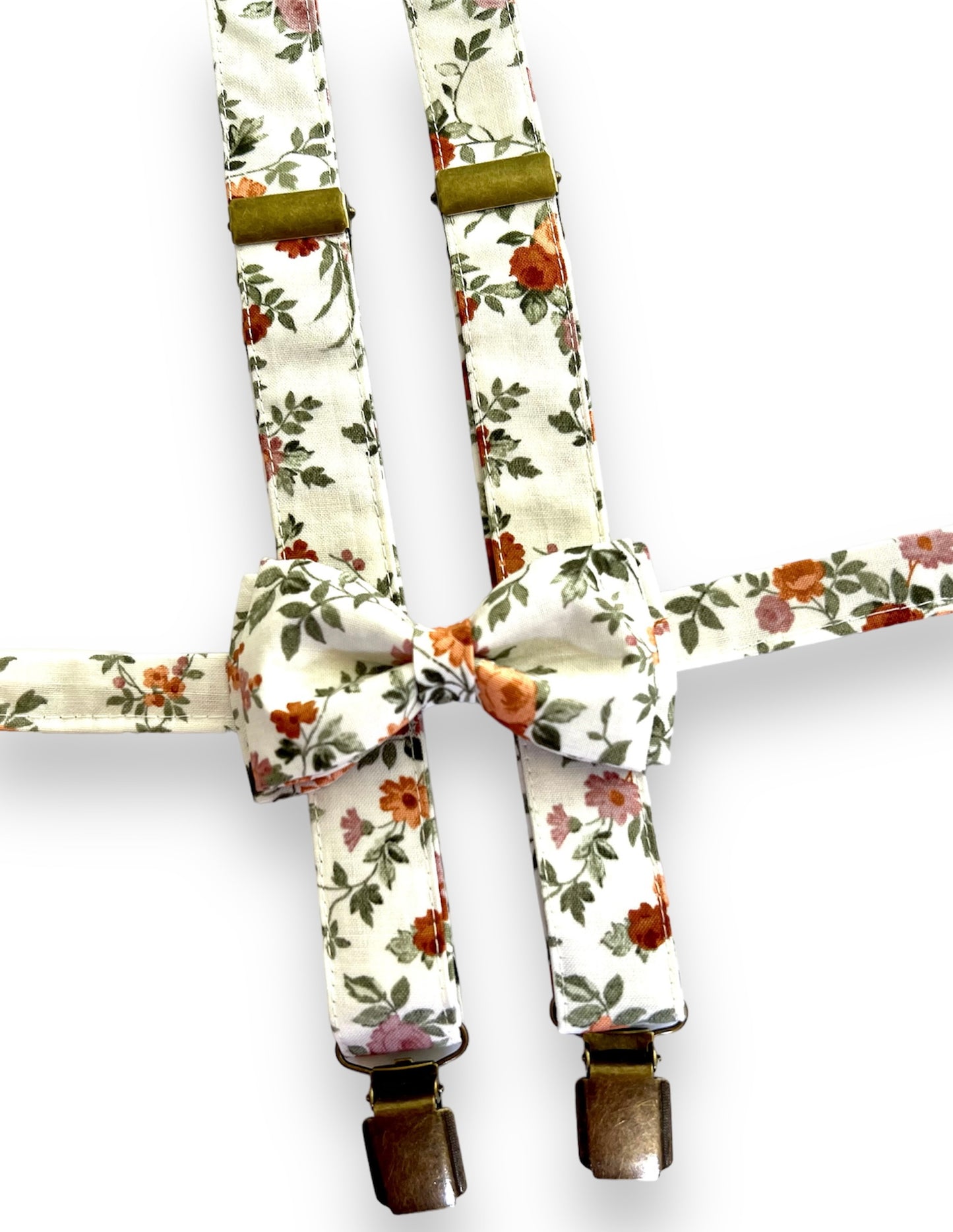 Floral Suspenders Bow Tie Traditional Tie. Kids and Adults