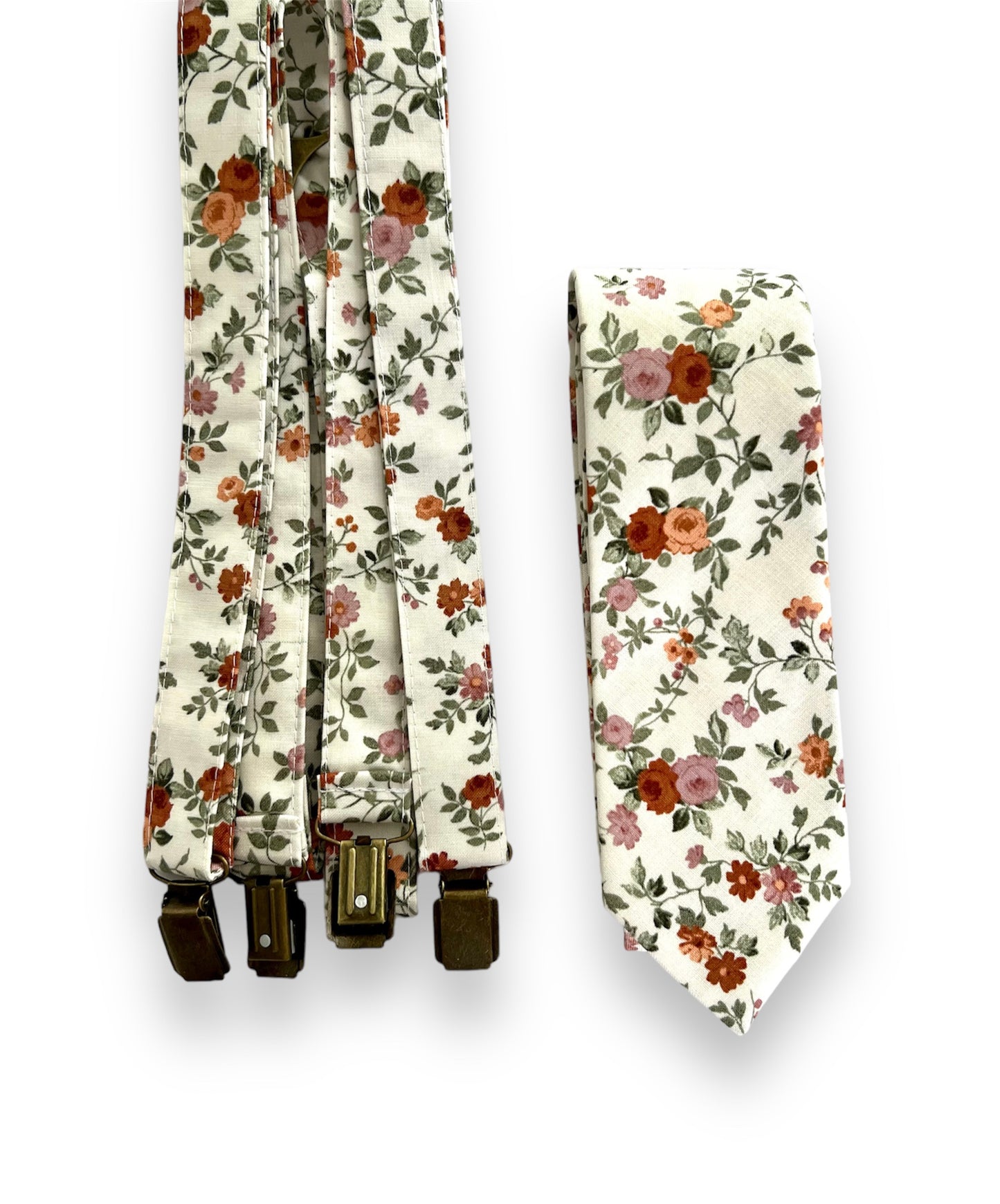 Floral Suspenders Bow Tie Traditional Tie. Kids and Adults