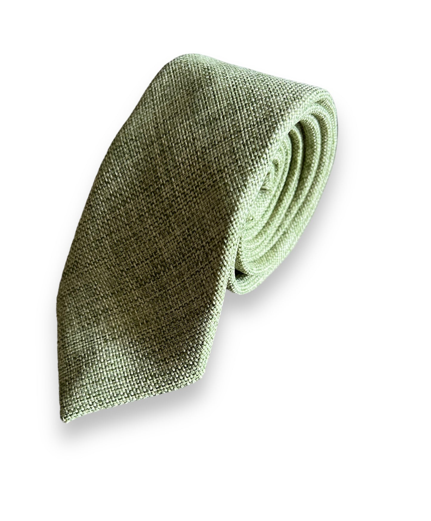 Burlap Linen Polyester Sage Green Olive Necktie