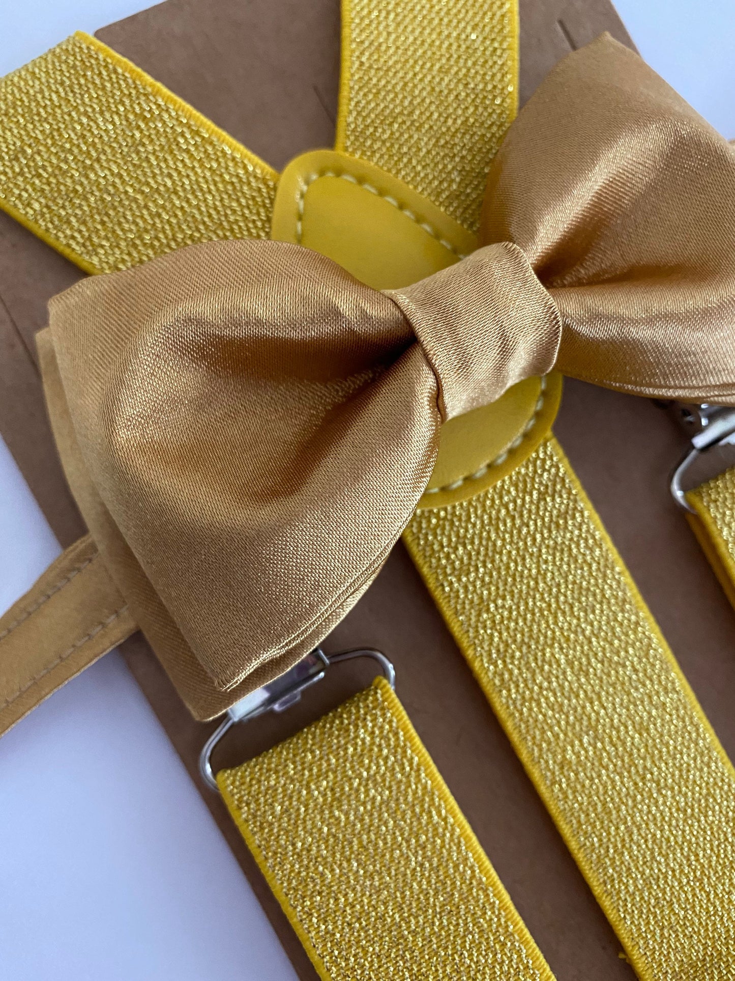 Gold bow tie and Glitter Gold Suspenders set. /Adults/ Kids