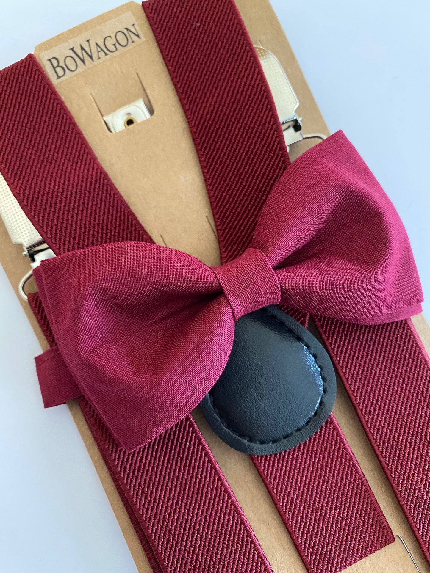 Burgundy Maroon Bowtie and Burgundy Suspenders Set. Burgundy Bow Tie.