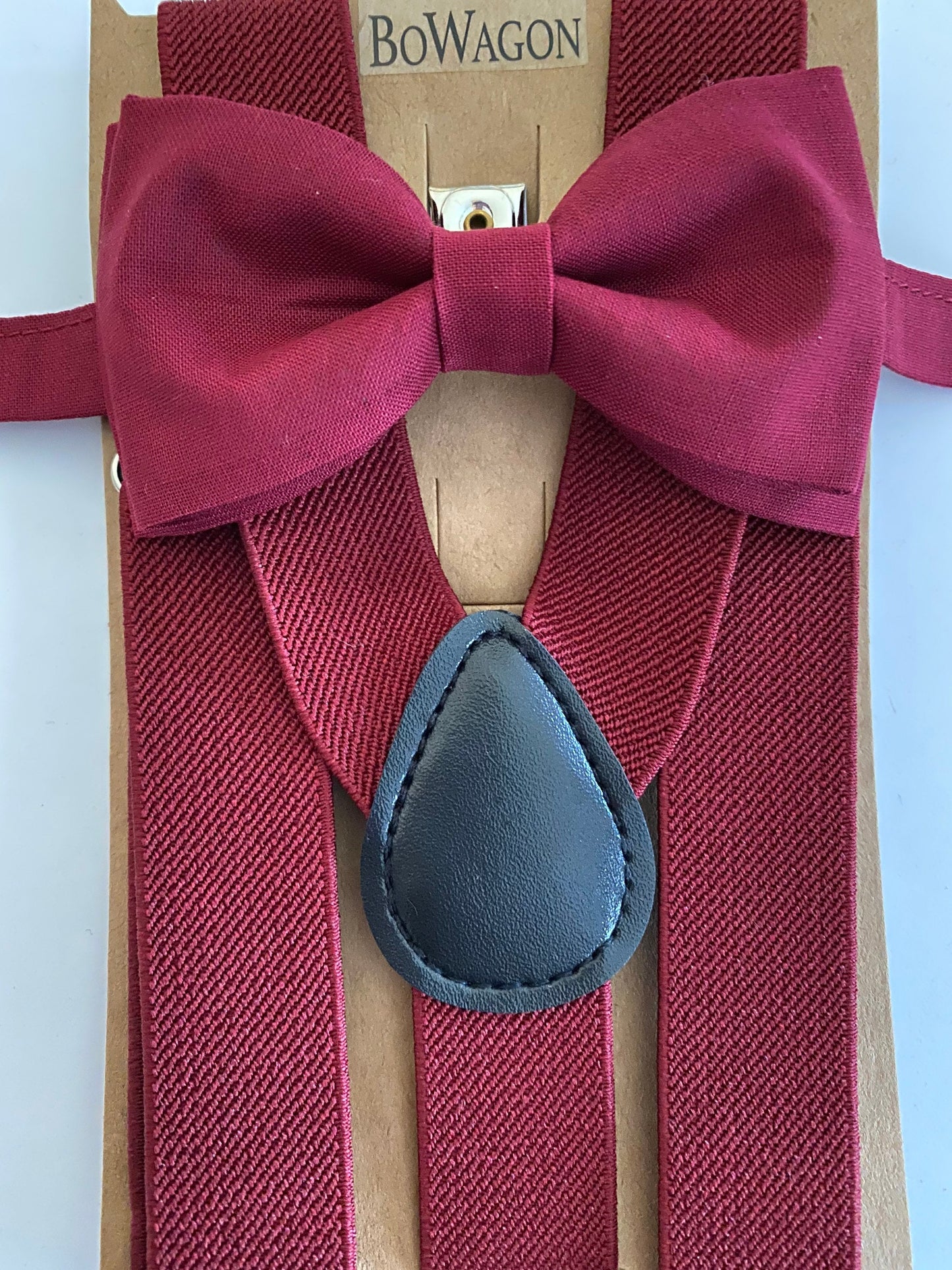 Burgundy Maroon Bowtie and Burgundy Suspenders Set. Burgundy Bow Tie.