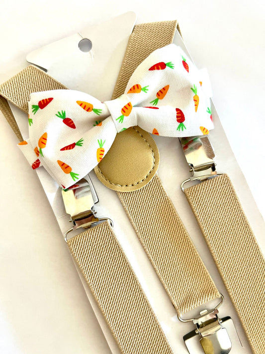 Easter Bow Tie and Beige Suspenders Sets. Carrots Easter Bow Tie Adults/Kids Easter bow tie.